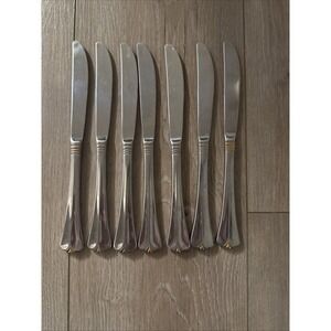 7 PCs Rogers COUNTRY SHELL GOLD Glossy Gold Tip Flatware Dinner Knives *read‎